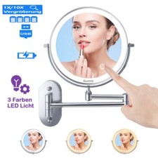 Kosmetikspiegel 1/5/10 Fach LED Beleuchtung Wandmontage Touchscreen Dimmbar 20cm