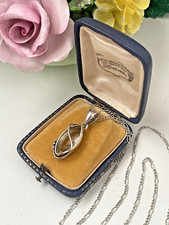 WUNDERSCHÖNER 925 MASSIV STERLINGSILBER QUARZ ANHÄNGER 22" 56CM KETTE HALSKETTE