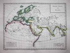 World map Weltkarte Mappemonde Karte antique engraving Mentelle Chanlaire 1797