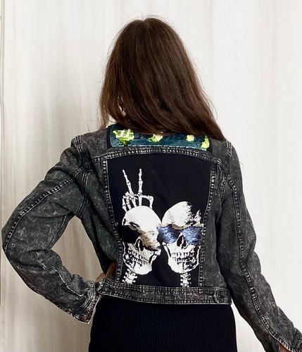 Jeansjacke upcycling unikat - upcycling,