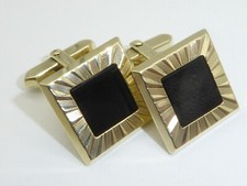 333 Gold 8K Gelbgold 9,19 g Manschetten Rechteck Manschettenknöpfe Onyx 4703