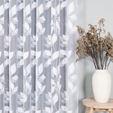 Blätter weiß Netzgardine