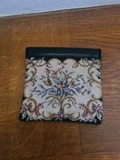 Vintage Geldbörse, feine Gobelinstoff echtes Lederbesatz mit Herstellernamen