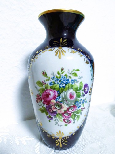 Vase limoges cobaltblau - vase,