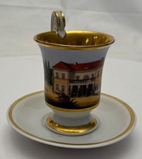 Biedermeier Tasse KPM Berlin Ansichtentasse Miniaturmalerei Bild Herrenhaus