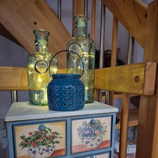 3 tlg, Set Türkis Glasvase