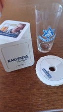 Sehr altes Karlsberg Bierglas 0,25, ca. 60 Bierdeckel, ca. 80 Rosetten 