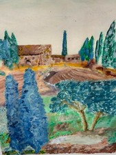 ÖLGEMÄLDE TOSKANA LANDSCHAFT GEMÄLDE SIGNIERT GERAHMT