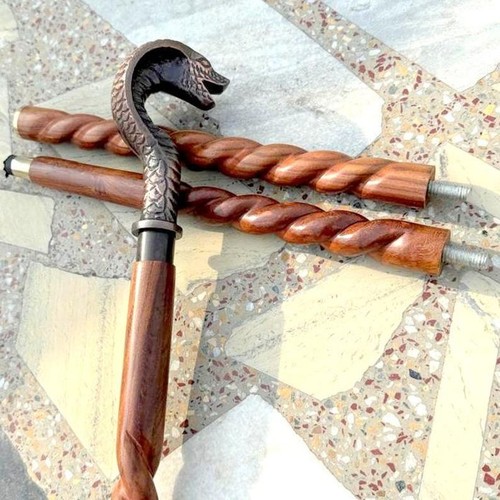 Holz gehstock schlange kobra - holz,