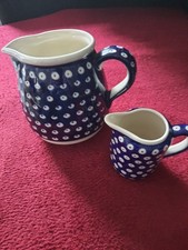 Bunzlauer Keramik, Krug, Milchkanne und Sahnekännchen