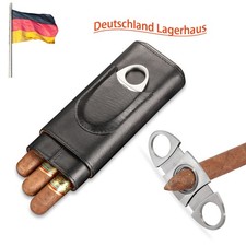 Reisen Zigarrenetui Humidor 3t Holz innen Zedernholz Zigarrenschneider Lederetui