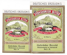 x2733 HOF i.B. Gebrüder Herold 2x STONSDORFER Bitter Etikett liqueur label
