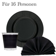 61-teiliges Set Einweggeschirr Schwarz für 16 Personen | Restposten A-664