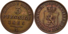 Reuss älterer Linie 3 Pfennige 1868 Heinrich XXII. 4,6g  Original Münze #V442