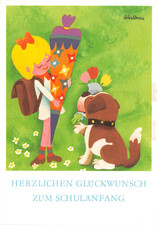 AK Künstlerkarte Zum Schulanfang Kind Zuckertüte DDR Postkarte Schallnau (D40248