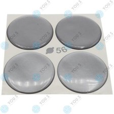 4 x YOU.S Nabenkappen Silikon Aufkleber 56,0 mm - silber selbstklebend