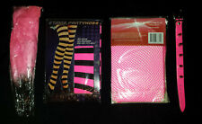 4 Tlg Set Ringel Strumpfhose Pink Netzstrumpfhose Nieten Armband FederFecher