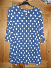 Long Bluse / Tunika blau weiß, 3/4 Arm, v. Bettina B., Gr. XXL 42 44