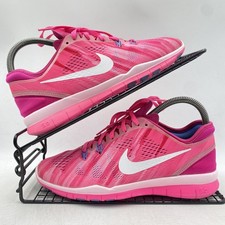 Nike Free Tr Fit 5 rosa weiß Turnschuhe Größe UK 4 Damen Strick Fitness Laufen Yoga