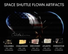 Space Shuttle 5 Orbiter flown artifacts presentation - hand-signed by Nicollier