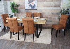 B-Ware 6er-Set Esszimmerstuhl Chesterfield Edinburgh II,dunkle Beine Nieten