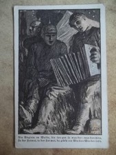 1.WK KUNSTLERKARTE MONSTER-FIGUREN VON SOLDATEN ALLEGORIE HELM HARMONIKA usw