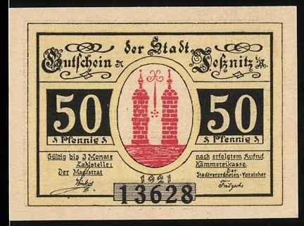 Notgeld jeßnitz 1921 - notgeld,