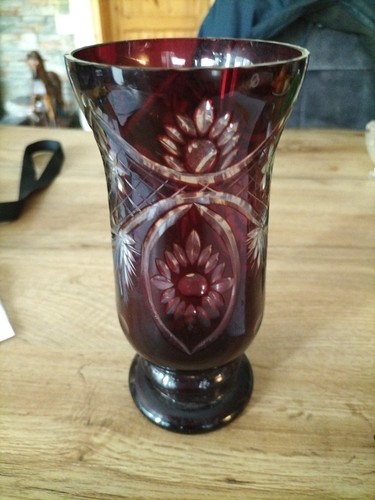 Vintage rubinrote kristallvase - rubinrote,
