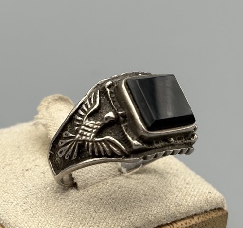 Vintage siegelring onyx - siegelring, silber