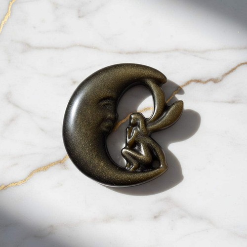 Gold obsidian mondelfe - gold, 6cm