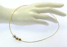 ♦♦ Collier in 18 kt 18k 750 er Gelb Gold mit 3 Kugeln Weiß Gelb Gold Brillanten