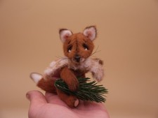 206❤️KLEINE LIEBCHEN❤️Teddy Fuchs 10 cm. Handmade Künstlerteddy Unikat OOAK