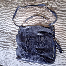 Echtleder Schulter Tasche * Made in Italy  * blau * Retilprägung *