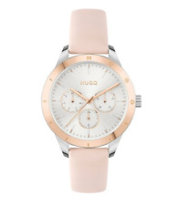 Hugo Boss Damenuhr Armbanduhr Leder Rosa Rosévergoldet Rund Quarz Lässig 38mm