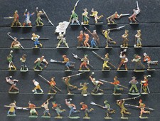 42 Zinnfiguren Bauern Ritter Mittelalter Rieche 33mm bemalt