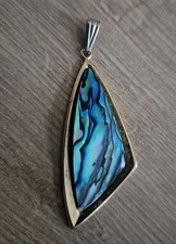 Abalone-Muschel mit irisierenden Perlmutt-Inlay Anhänger vintage 