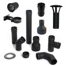 Pelletrohr DN 80mm Rauchrohr Pellet Ofenrohr Bogen Rosette Wandhalter Regenhaube