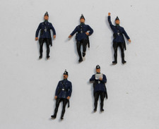 hf1491, Alte Preiser/MERTEN 5 tlg. interessante Polizei Figuren in blau TOP H0