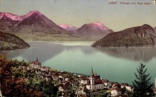 Ak Vitznau Kanton Luzern, Vitznau mit Rigi-Bahn, Seenlandschaft,... - 4780515