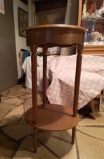 Beistelltisch Blumentisch Holz Rund 2Ablagen Marmorplatte ca. 76cm hoch