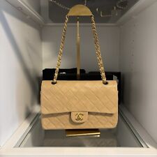 Chanel Vintage Classic flap Medium - guter Zustand - Beige - Gold - Tasche