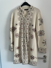 Inkadoro Strick Jacke Lang Alpaka beige/bunt Größe 44 neu und ungetragen
