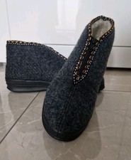 INTERMAX DAMEN HAUSSCHUHE  36 SCHAF SCHURWOLLE FILZ RV Anthrazit Stickerei Neu