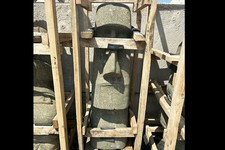 Moai Kopf 100 cm aus Naturstein, Steinfiguren, Skulpturen, Deko