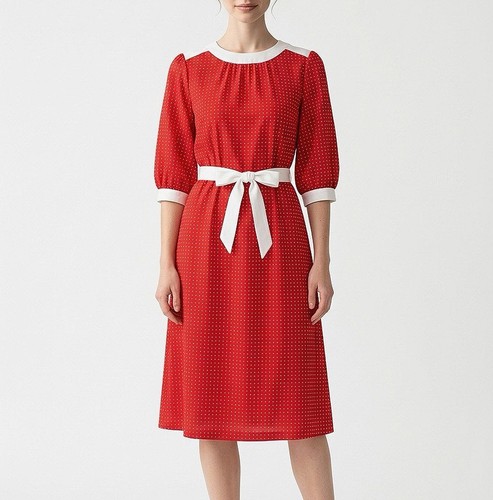 Vintage 70s red polka - dot, midi