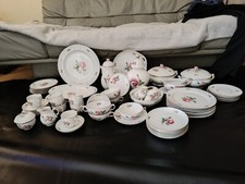 66 tlg. Service Fürstenberg Goldrand weiss Rosendekor