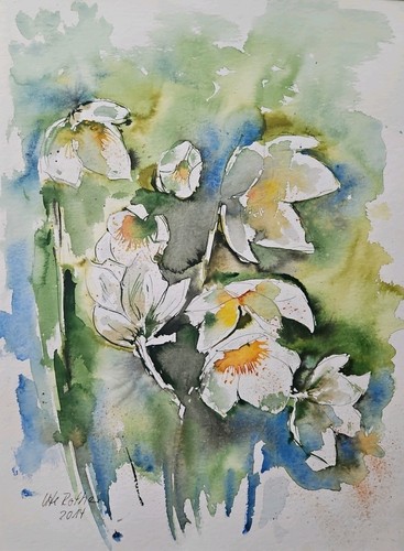 Aquarell blumen ute rother - blumen,,