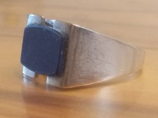 Herrenring ,Siegelring .weißgold 585er/14K mit blauem Stein.Gr 67/68 ..10 Gramm 