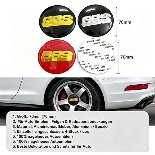 4pcs 70mm bbs emblem - 4pcs, aufkleber