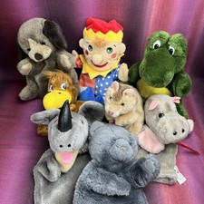 8x Handpuppen Kuscheltier Clown Nashorn Katze Hund Krokodil Konvolut